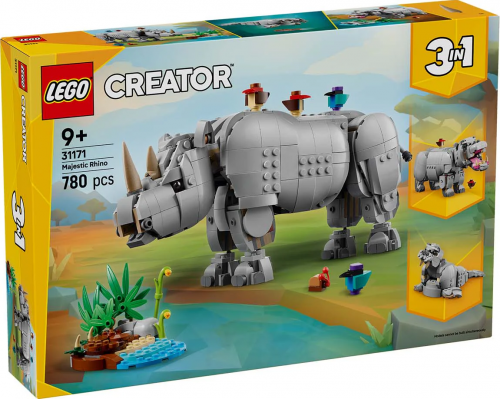 31171 - Wild Animals: Majestic Rhino with Birds